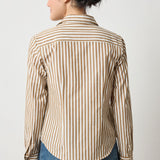 Back view of Lilla P Slim Fit Button Down Shirt in crisp poplin, tailored fit women’s poplin shir