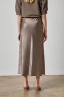 Back view of the Lilla P slub woven bias skirt