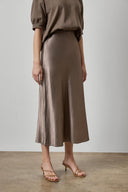 Lilla P slub woven bias cut midi skirt in cotton viscose