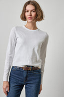 Lilla P Vintage Bias long sleeve tee in white slub