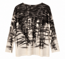 Back view of the painted cashmere boatneck sweater in ivory and brown
