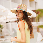 Freya wolf lifeguard hat in paper straw with southwestern patch and Tolkien quote – front view