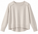 Sphere One Clip round neck sweater in pale oatmeal with raw-edge saddle shoulders