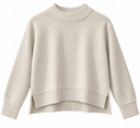 Sphere One cropped chunky cashmere and lambswool crew neck sweater in flecked cream Corian