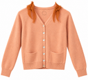 Sphere One Seashore cashmere V-neck cardigan in Madder Rose pink with chiffon detail