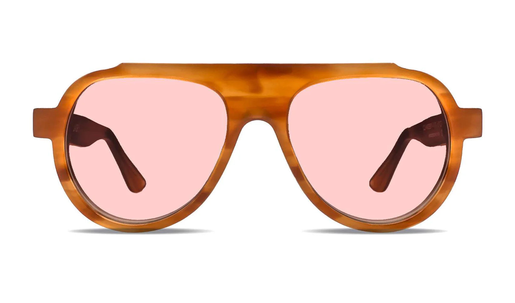 Thierry Lasry CLANDESTY 117 Pink oversized aviator sunglasses with tinted lenses, handmade in Italy from premium acetate, front view