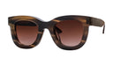 Close-up of Thierry Lasry GAMBLY 3006 Brown & Black sunglasses, acetate soft cat-eye frame with UV-protective lenses, handmade in Ital