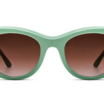 Thierry Lasry SPOOKY 2182 Turquoise sunglasses with beveled cat-eye frame, handmade in Italy from acetate with UV-protective lenses, front view