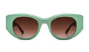Thierry Lasry SPOOKY 2182 Turquoise sunglasses with beveled cat-eye frame, handmade in Italy from acetate with UV-protective lenses, front view