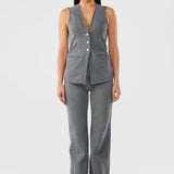 Triarchy Ms Monica tailored denim vest front view – fitted women’s denim layering piece