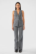 Triarchy Ms Monica tailored denim vest front view – fitted women’s denim layering piece