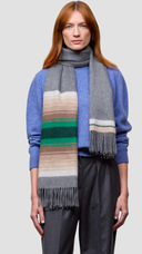 Begg X Co Arran Shirrefs Cashmere Stole Grey Green