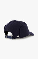Back view of the Varsity Headwear navy merino wool earflap cap