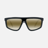 Vuarnet rectangular futuristic sunglasses inspired by 1970s ski masks, crafted from bio-nylon with neoprene cord, adjustable temples, and mineral glass lenses for clarity and protection.