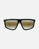 Vuarnet rectangular futuristic sunglasses inspired by 1970s ski masks, crafted from bio-nylon with neoprene cord, adjustable temples, and mineral glass lenses for clarity and protection.