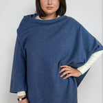 navy blue cashmere Scottish cashmere poncho designed in Telluride and made in the USA. A versatile, elegant winter wrap for all body types.